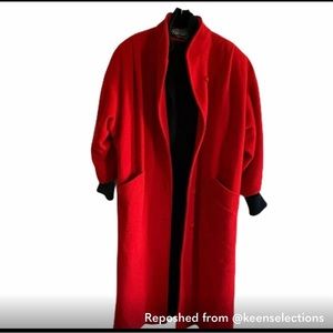 Vintage Women’s Red Wool Coat Winter Long Portrait